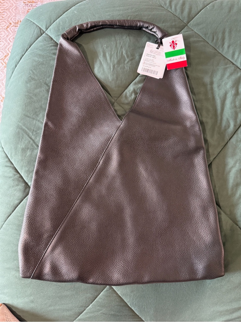 Italian Leather Hobo Bag in Dark Brown